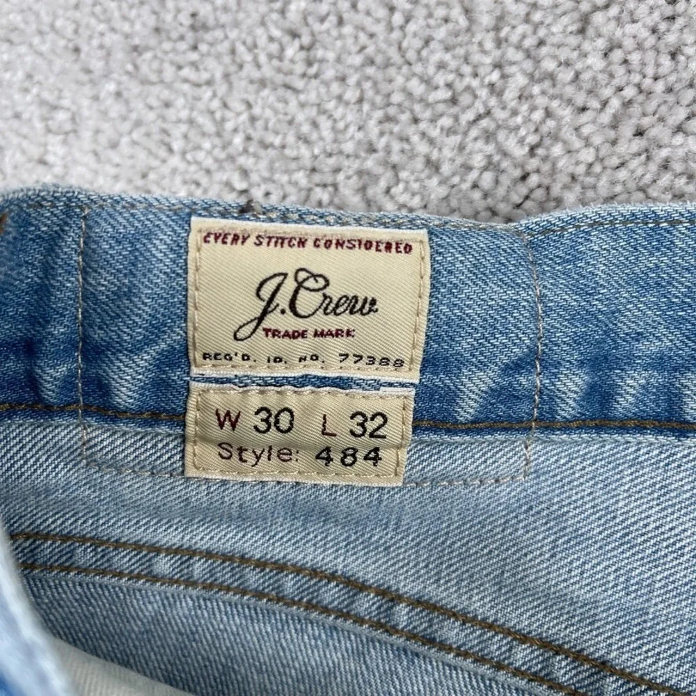 J Crew Mens Jeans 30x32 Blue 484 Slim Fit Kaihara Japanese Denim Ripped Distress